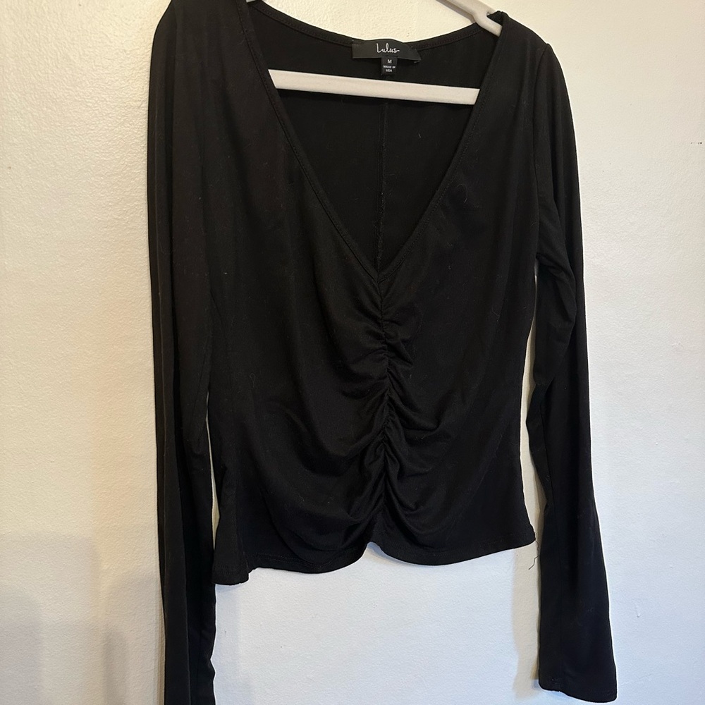 Lulu's Black V-Neck Top